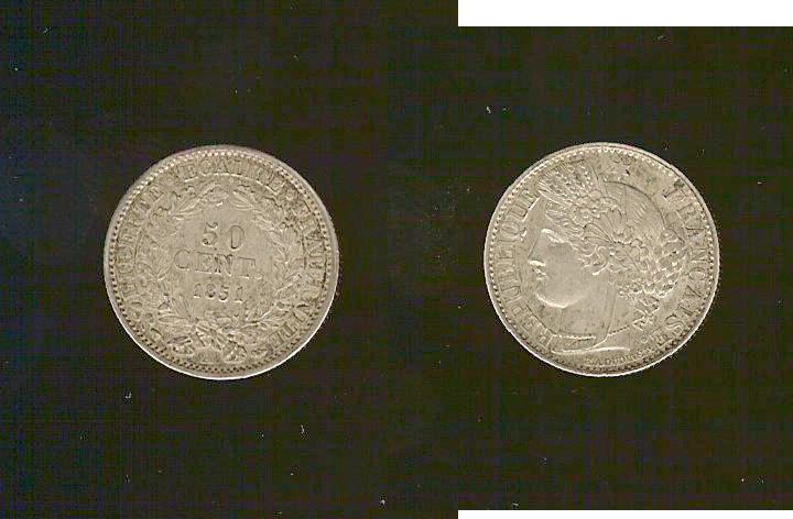 50 centimes Cérès, IIe République 1851 Paris TTB+